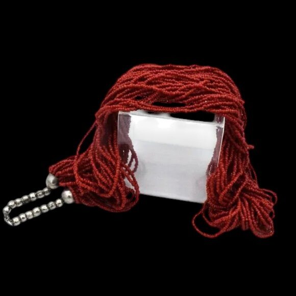 Vintage Multi Strand Coral Bead Statement Necklace 30 Strands - Picture 5 of 6